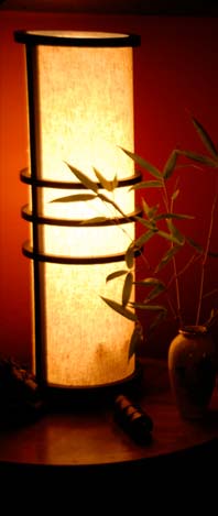 picture of japanese lantern casting warm glow in Hilltop Frog Studio's Red Room